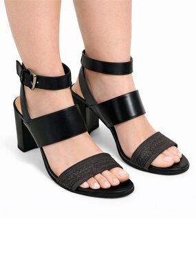 Size 10 Nine West Women’s Pinto Strappy Block Heel Sandals Black Dress Heels